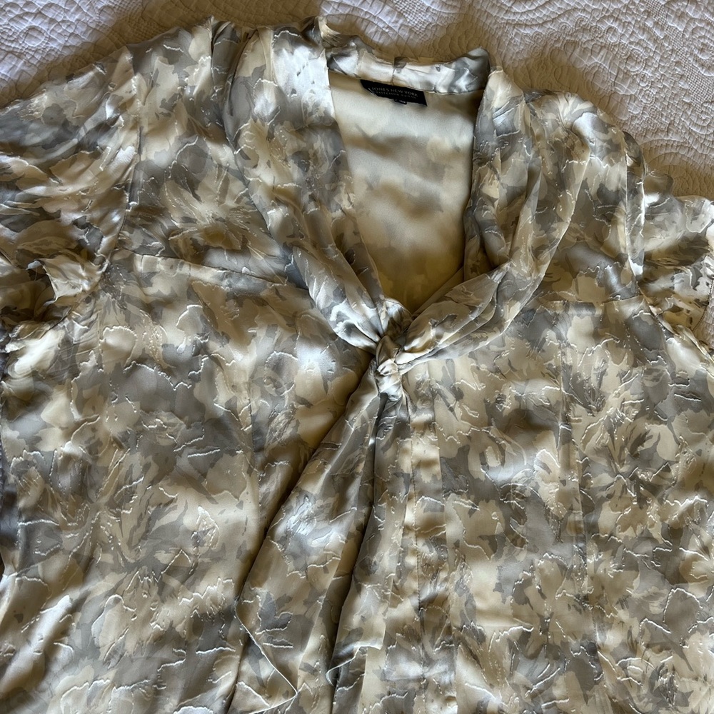 satin and sheer top with tie